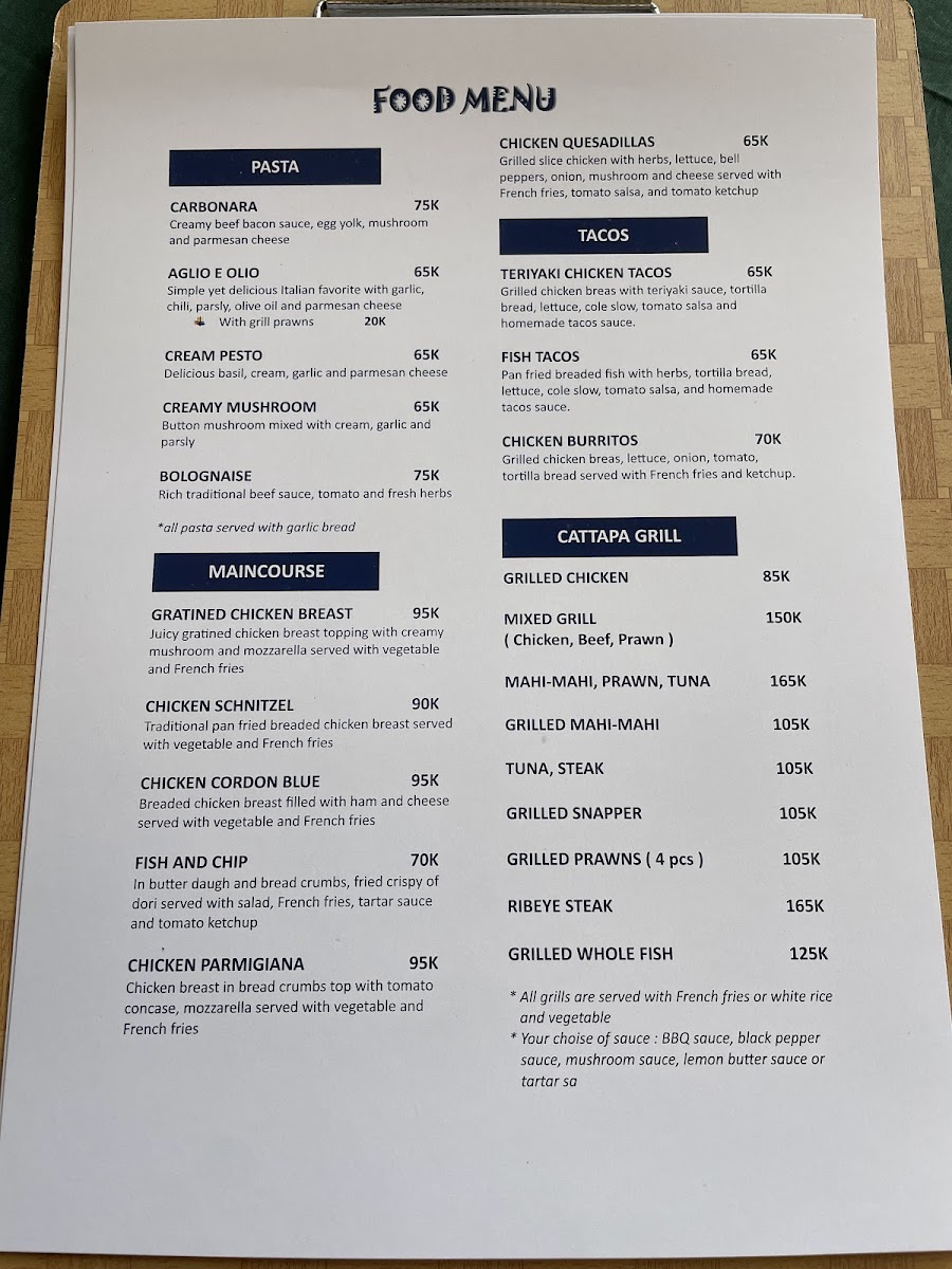 Catappa Warung Menu - Image 1